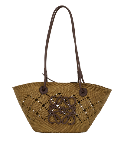 Small Anagram Basket Bag, &pound;495, Handbags, Khaki, Raffia, Front view